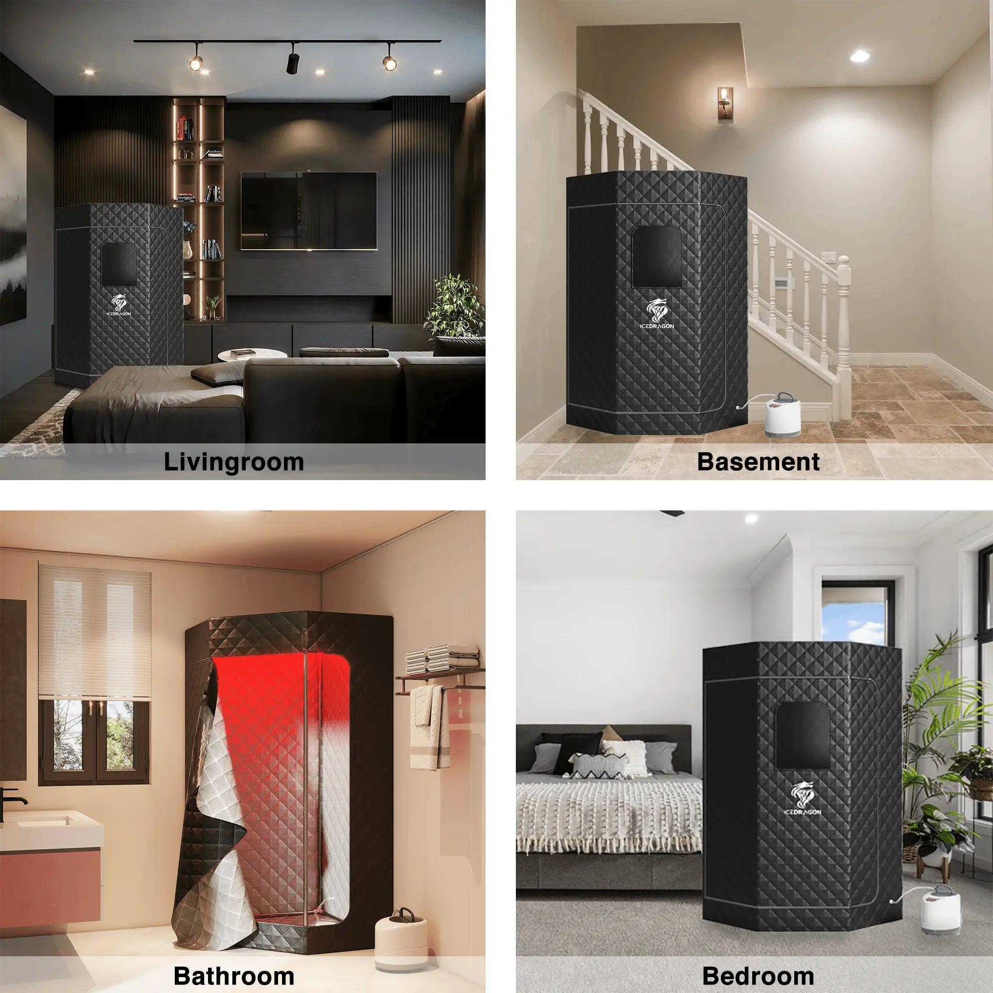 Icedragon Portable Steam Sauna with Red Light | Ice Tub Gift