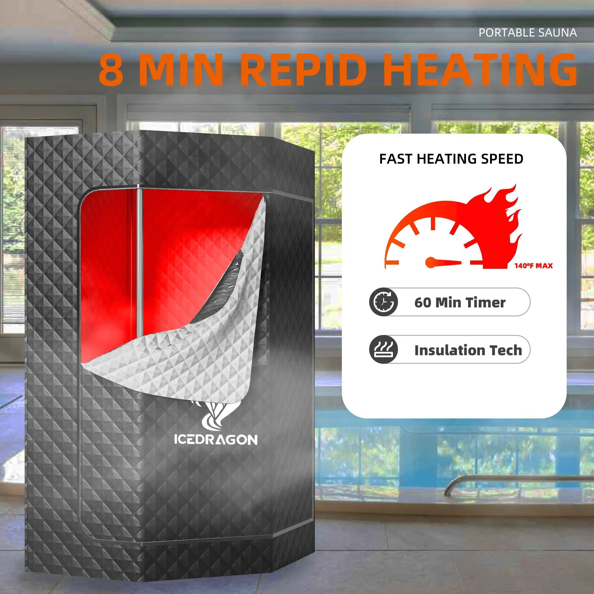 Icedragon Portable Steam Sauna with Red Light | Ice Tub Gift