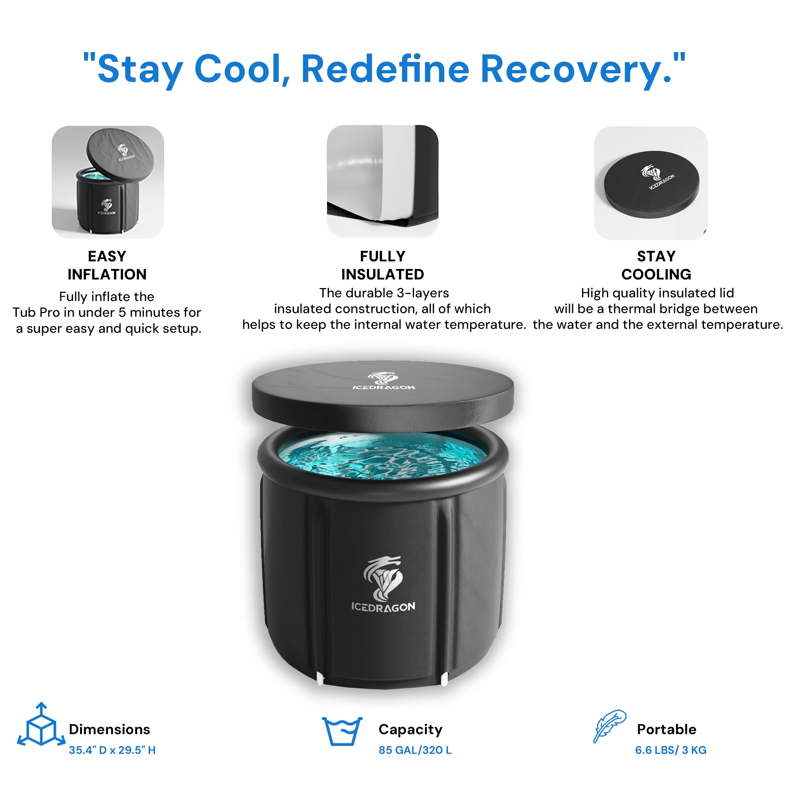 Icedragon Pod Ice Bath with 1/3 HP Smart Water Chiller